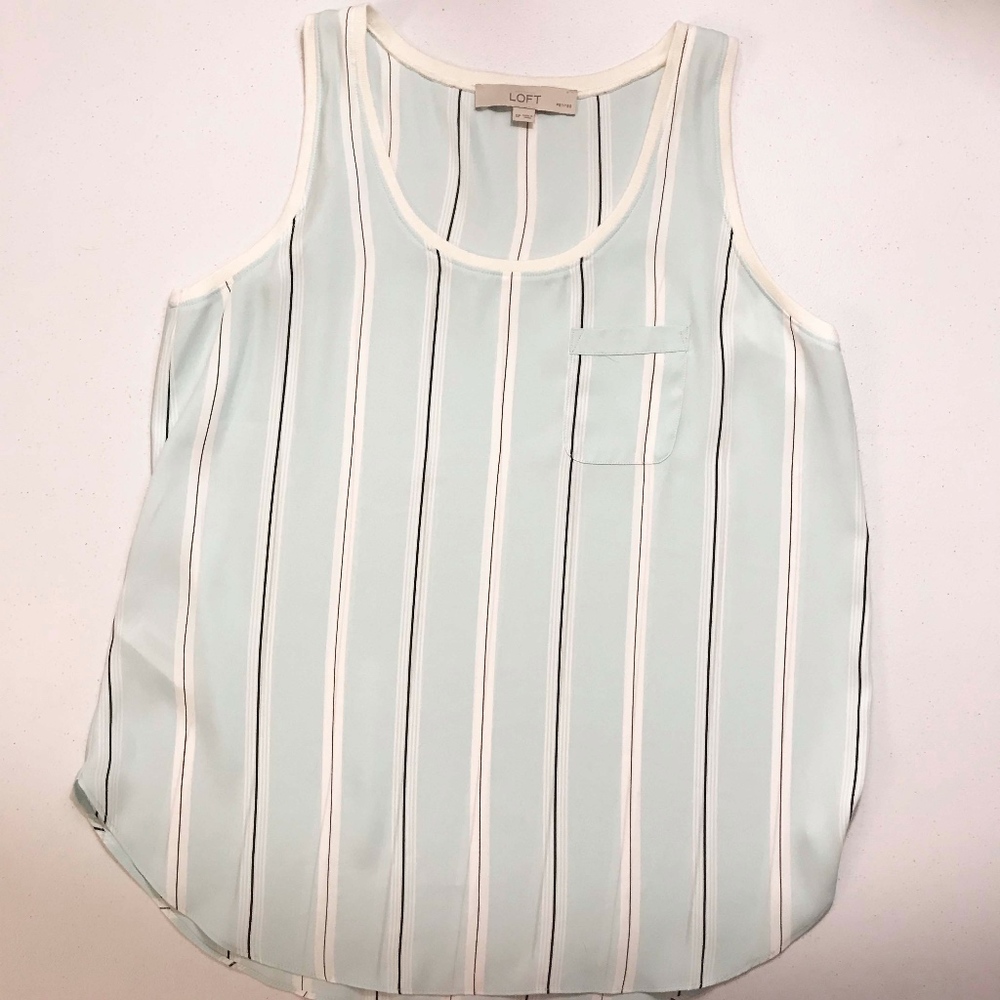 🔺 LOFT Mint Green Vertical Stripe Tank Top